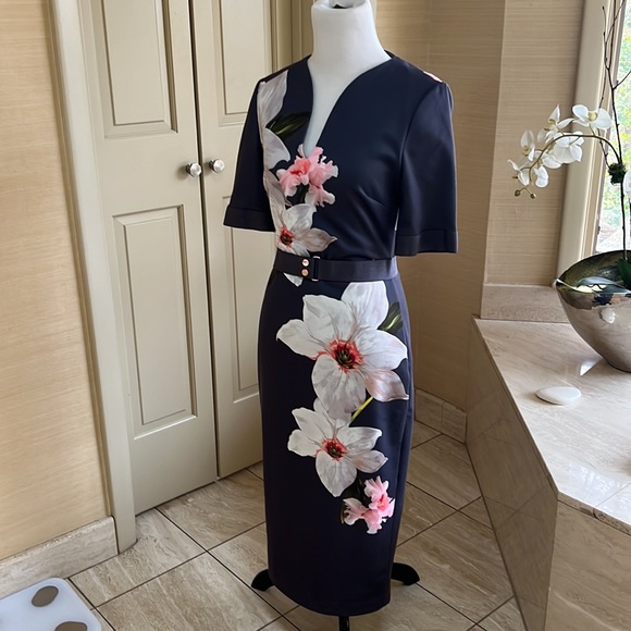 Ted Baker Floral Print Dress size 1 - Picture 5 of 7